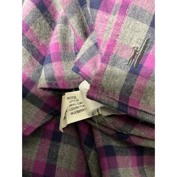 JOHNNIE-O Top Shelf Lexington Woven Button Up Plaid Shirt in Mulberry Medium - Picture 11 of 13